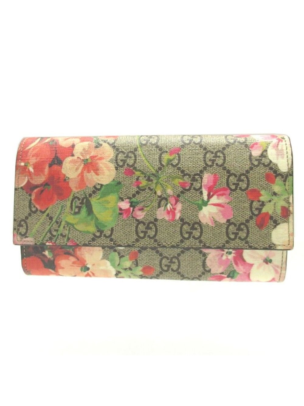 Gucci GG Blooms Supreme Leather Beige Red Bifold Wallet